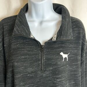 Pink Victoria’s Secret Women’s Size Medium Dark Gray Pullover Sweatshirt Zip Top